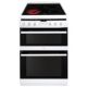 Amica AFC6550WH 60cm double oven, 4 x cer zone, top 44 ltr,CL, bottom 67 ltr, CL, TC prog, white