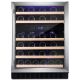 Amica AWC600SS 60 cm fs wine cooler, 45 bot cap, dual temp, stainless steel frame, blue LED