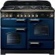Rangemaster CDL110DFFRB/B 112920 Classic Deluxe Duel Fuel 110cm  Range Cooker Blue and Brass