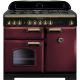 Rangemaster CDL100DFFCY/B Classic Deluxe 100cm Dual Fuel Range 115560 Cranberry and Brass